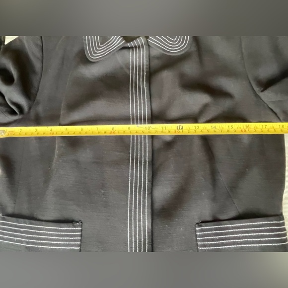 Zara black blazer jacket collared 3/4 sleeves two pockets stich accent US 10 - Picture 12 of 16